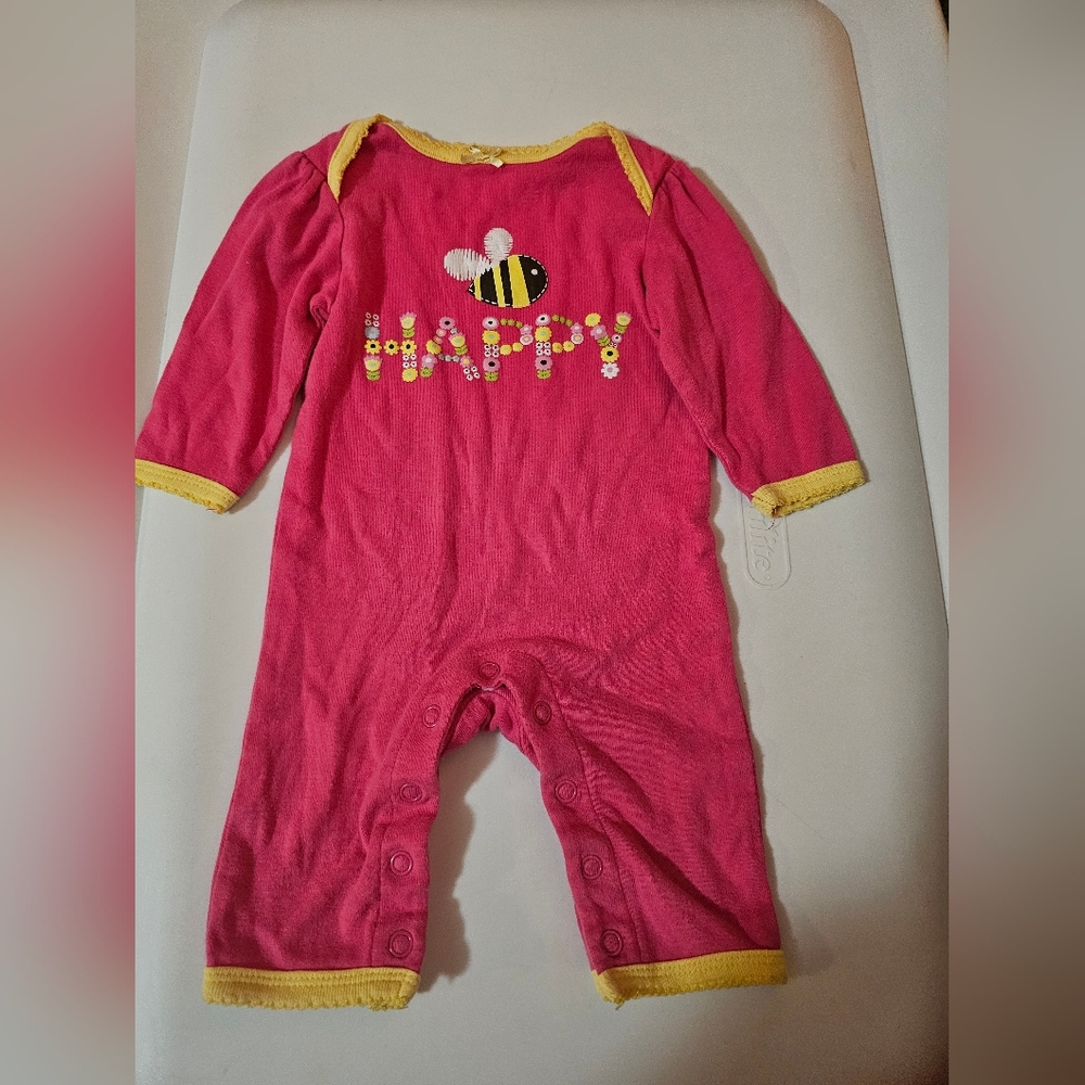 Circo Pink Romper with Bee and Floral Design
